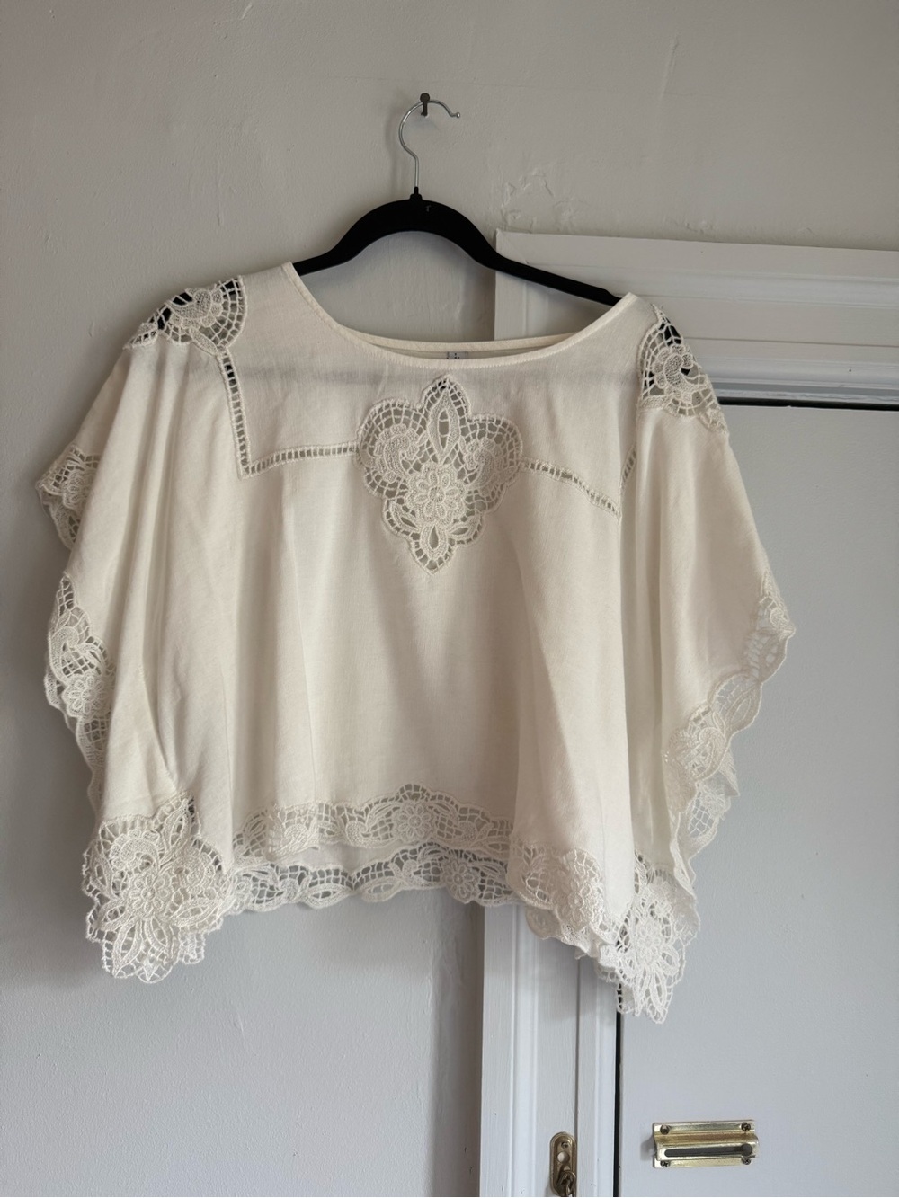 Mango Crochet-Trim Boho Top
